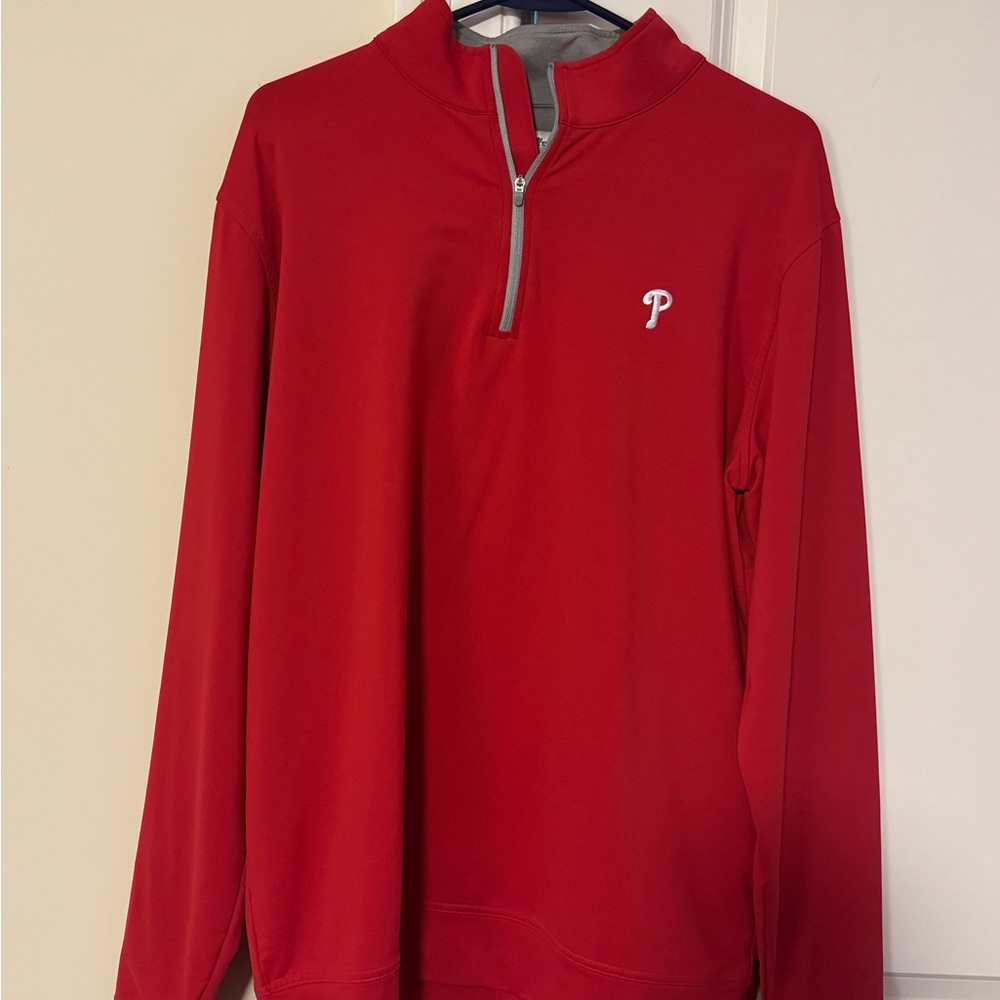 Peter Millar Philadelphia Phillies Red Quarter Zip Pullover - Men’s Large